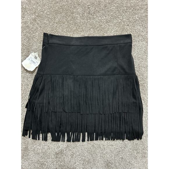 NEW Altar'd State Black Fringe Mini Skirt Size Large Nashville Country - Picture 6 of 9